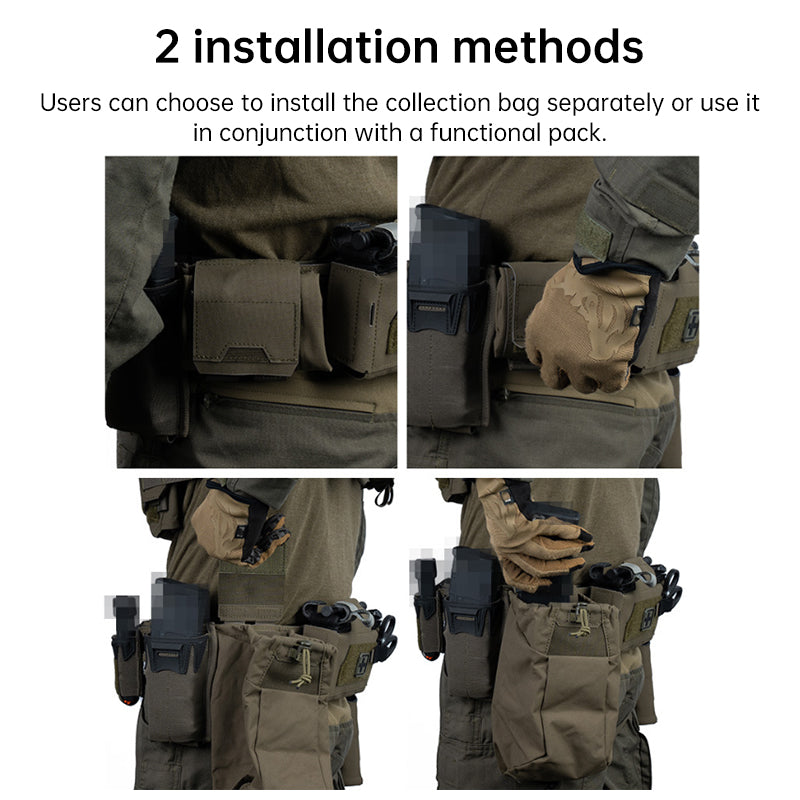 Tactical MOLLE Dump Pouch – Folding Magazine Recovery Bag, Hunting Waist Belt Multi-Purpose Recycling Pouch