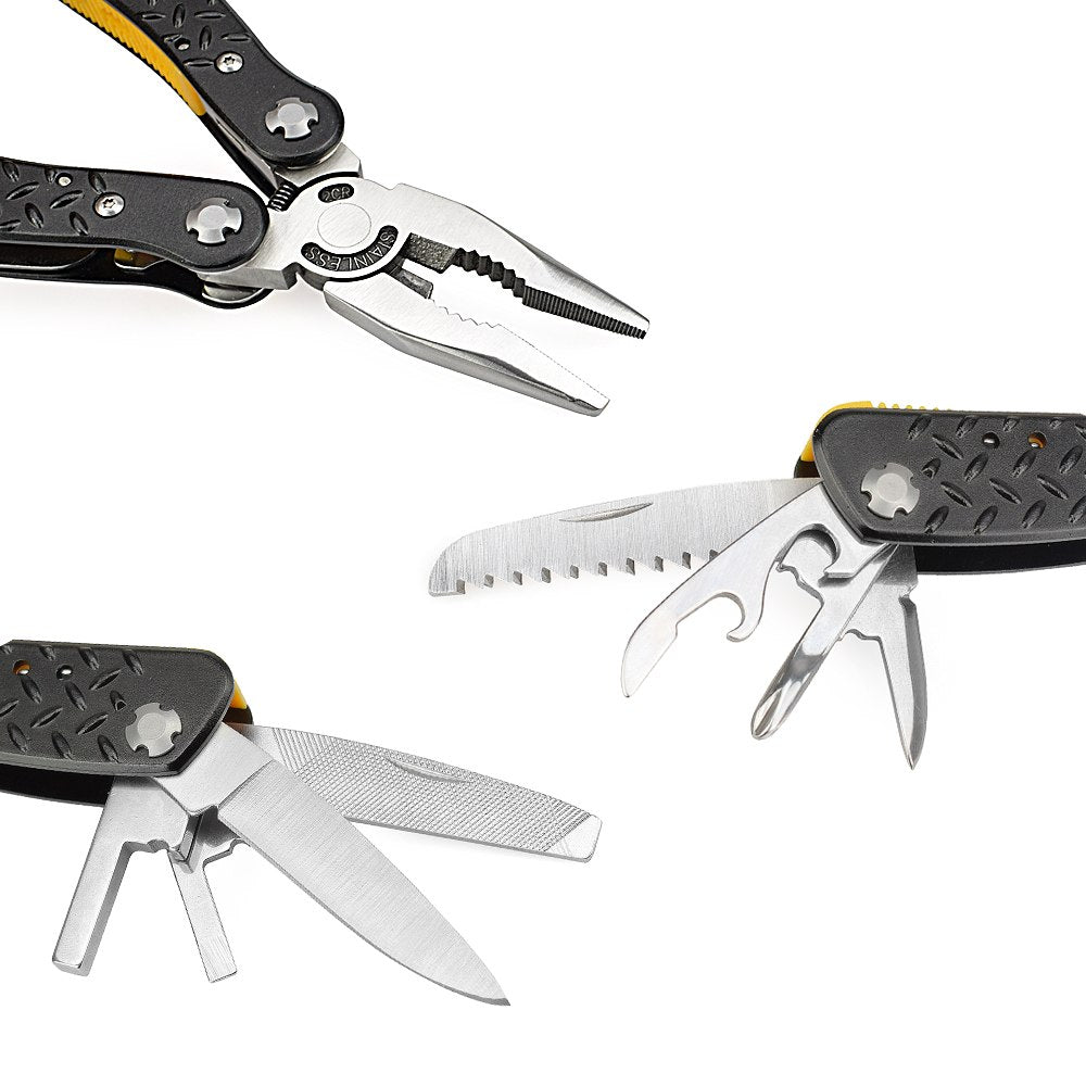 NEWACALOX Multifunction Pliers with Screwdriver kit Pocket Tools Camping Multi Tool Outdoor Survival Knife electric Crimping