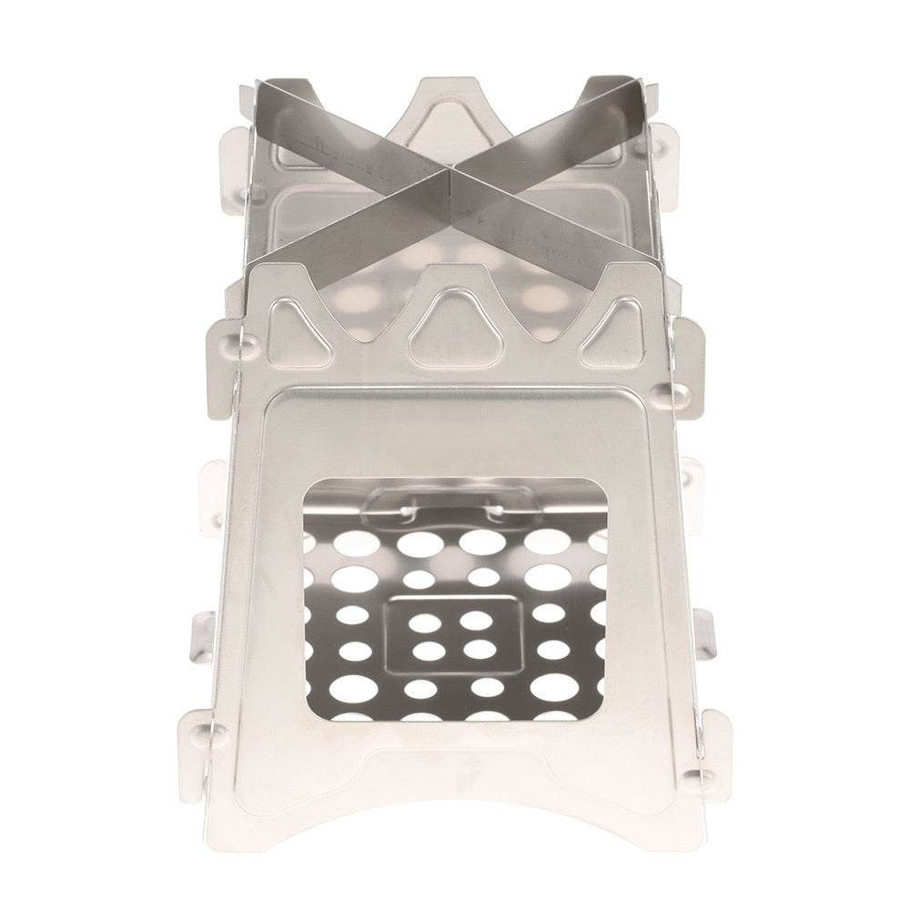 Stainless Steel Wood Stove Outdoor Camping Compact Folding Stainless Steel Wood Stove for Outdoor Camping Cooking BBQ Picnic