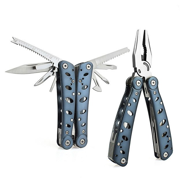 NEWACALOX Multifunction Pliers with Screwdriver kit Pocket Tools Camping Multi Tool Outdoor Survival Knife electric Crimping