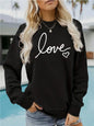 Letter printed round neck fleece hoodie