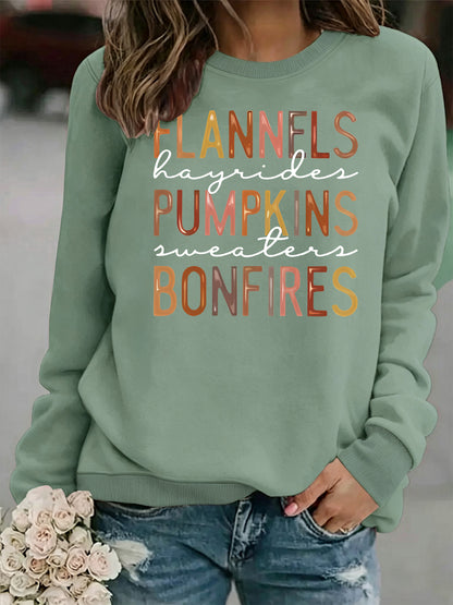 Letter printed loose women's fleece hoodie