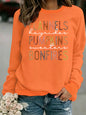 Letter printed loose women's fleece hoodie
