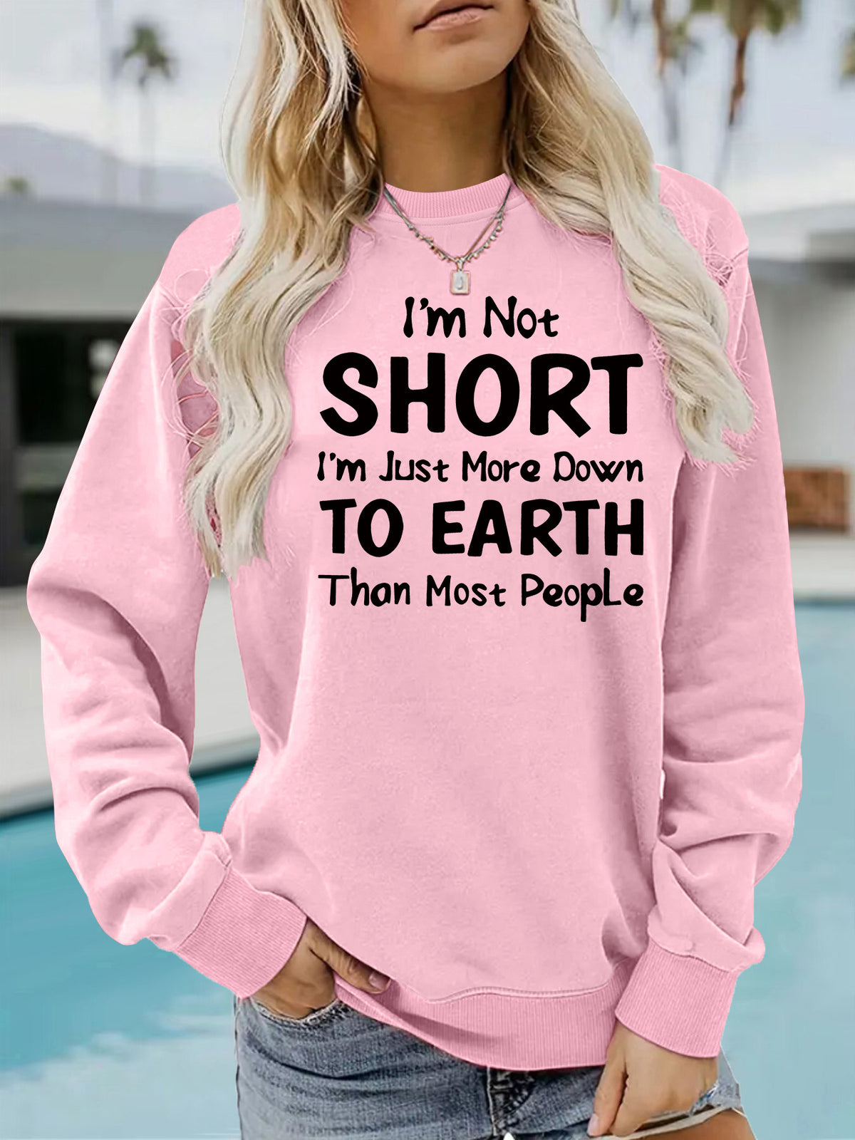 Round neck fleece hoodie