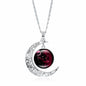 Zodiac Time Gem Luminous Necklace for Women, Simple Silver Moon Pendant Choker