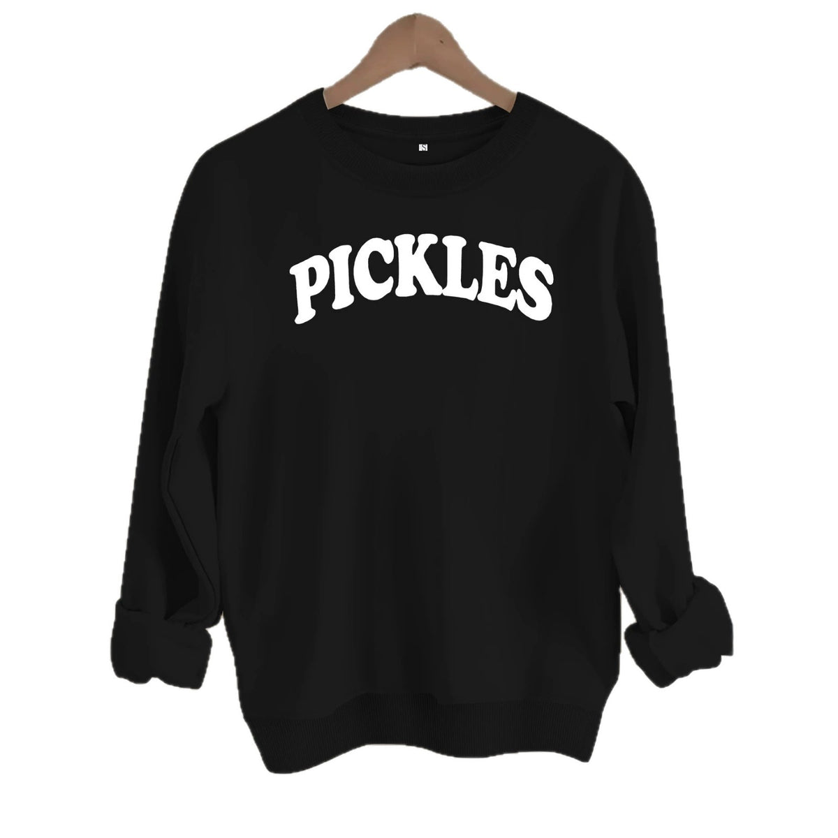 Letter printed round neck fleece hoodie