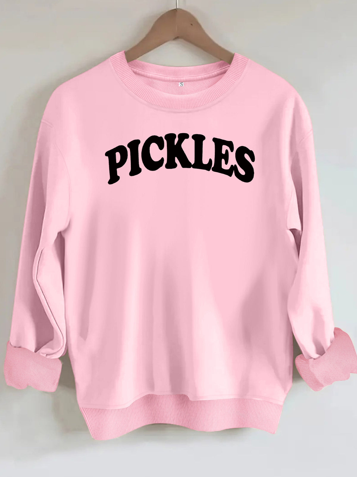 Letter printed round neck fleece hoodie