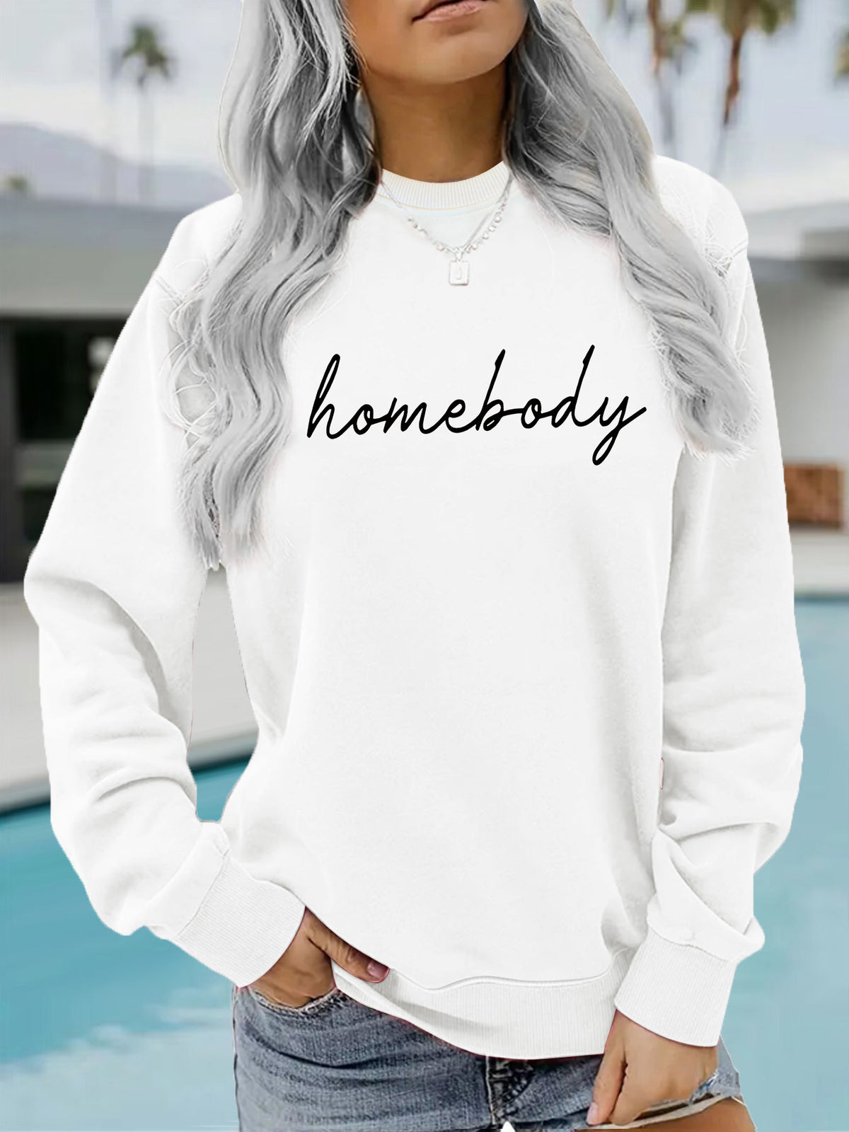 Round neck fleece hoodie