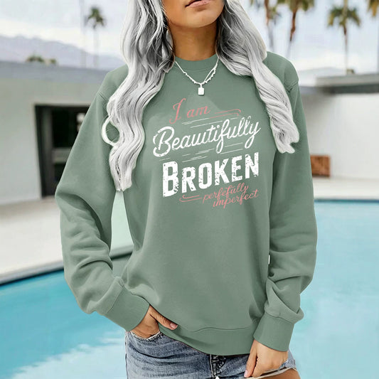 Letter printed round neck long sleeved sweatshirt