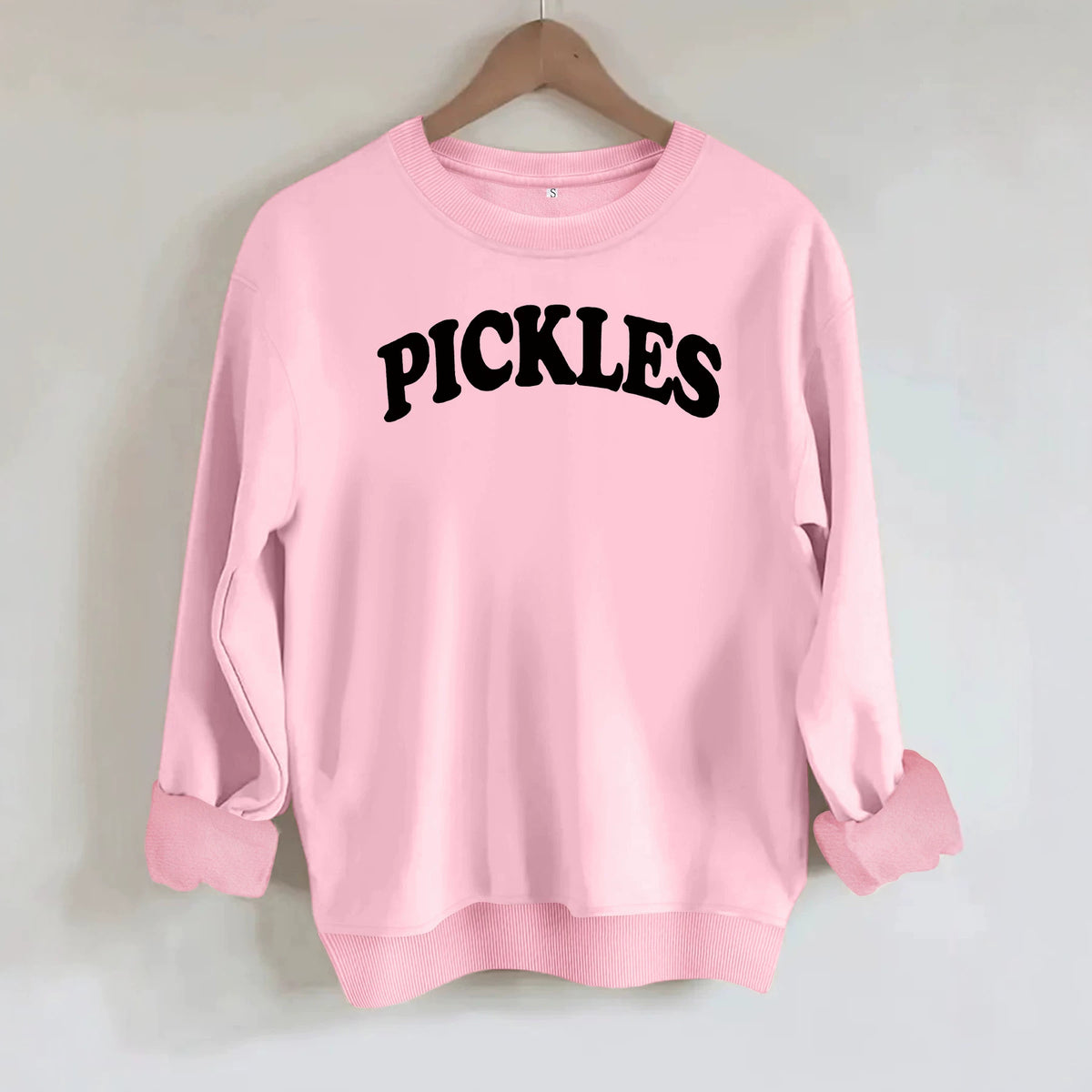 Letter printed round neck fleece hoodie