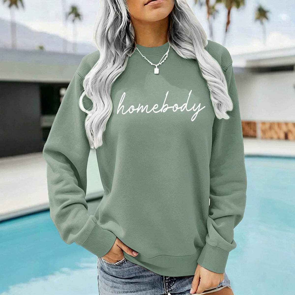 Round neck fleece hoodie
