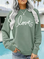 Letter printed round neck fleece hoodie