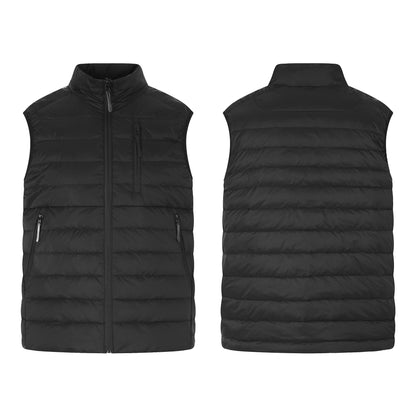 Lightweight Down Vest for Men and Women, Horizontal Quilting Multi-Zipper Pockets