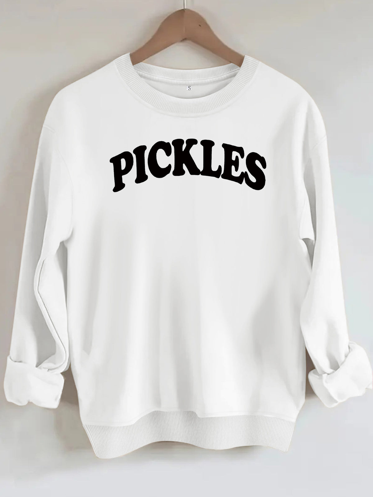 Letter printed round neck fleece hoodie