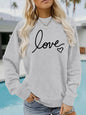 Letter printed round neck fleece hoodie