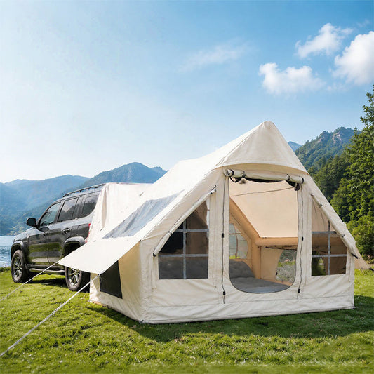 Inflatable Car Tent with Skylight – Blow Up Car Rear Tent with Pump, 6.3㎡ Air Glamping SUV Tailgate Tent