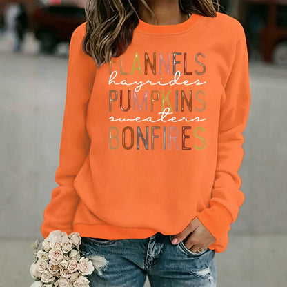 Letter printed loose women's fleece hoodie