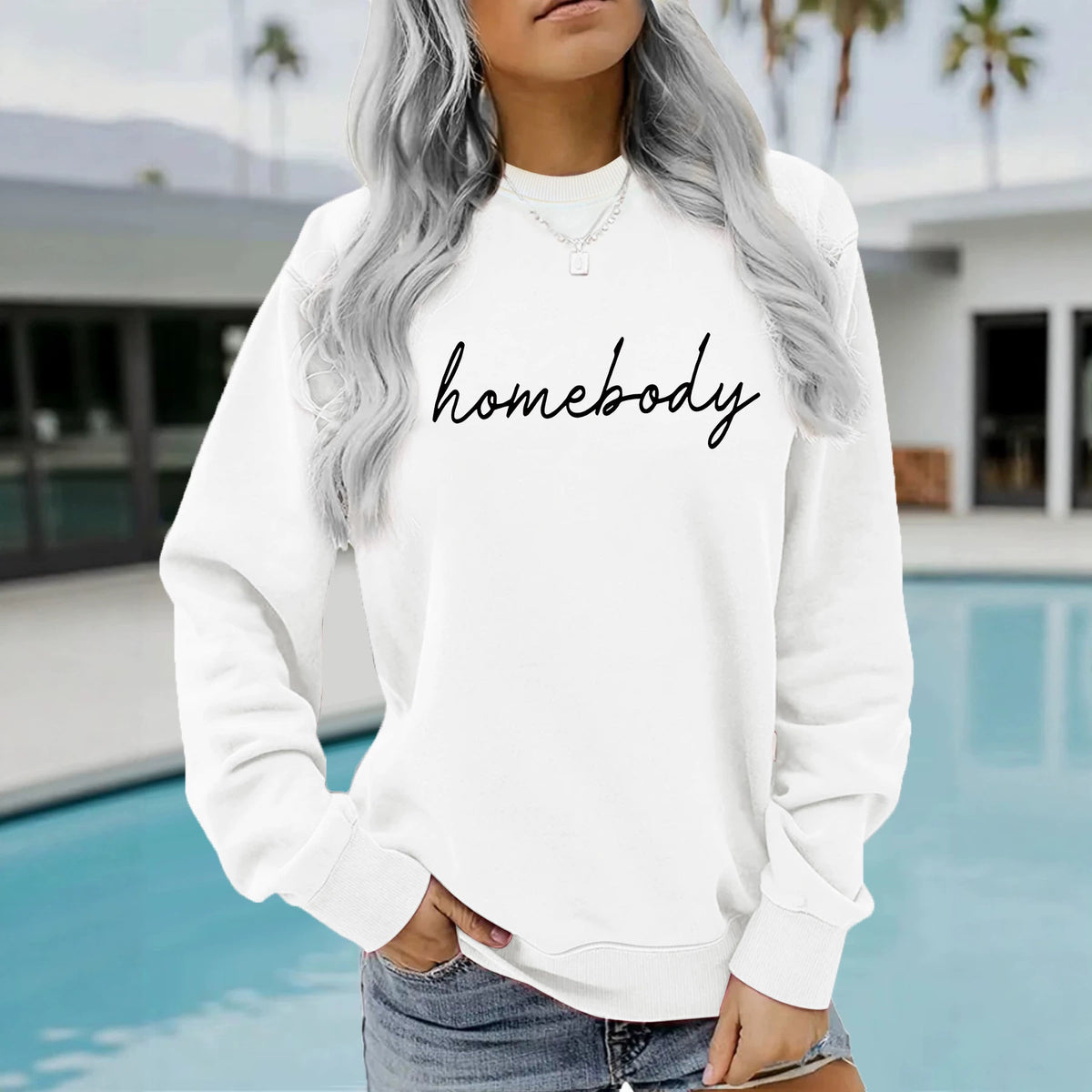 Round neck fleece hoodie
