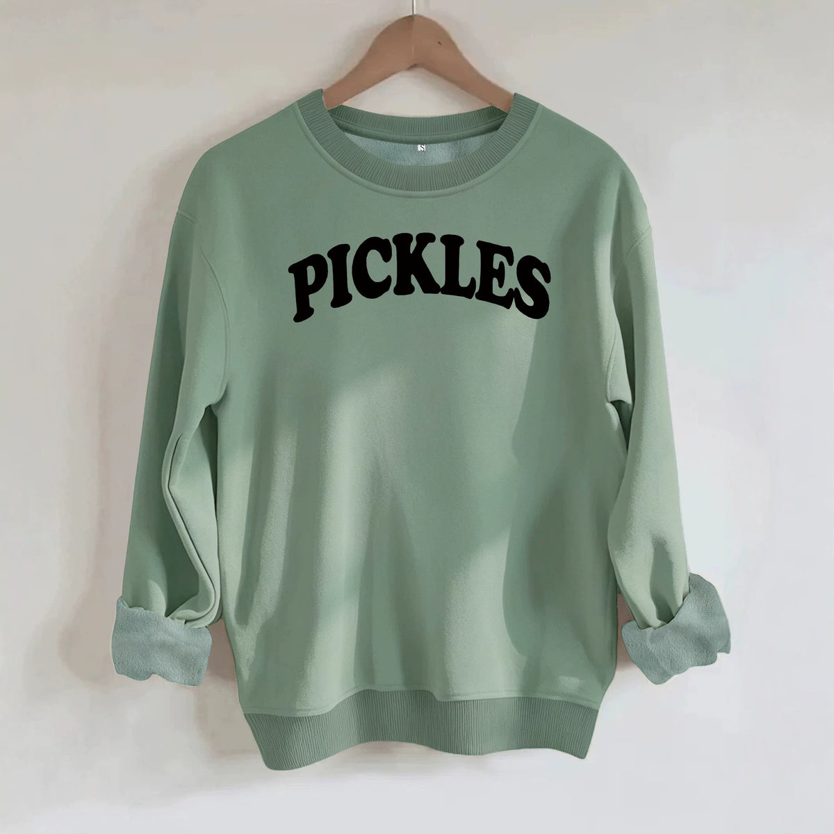 Letter printed round neck fleece hoodie