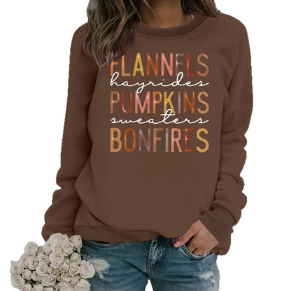 Letter printed loose women's fleece hoodie