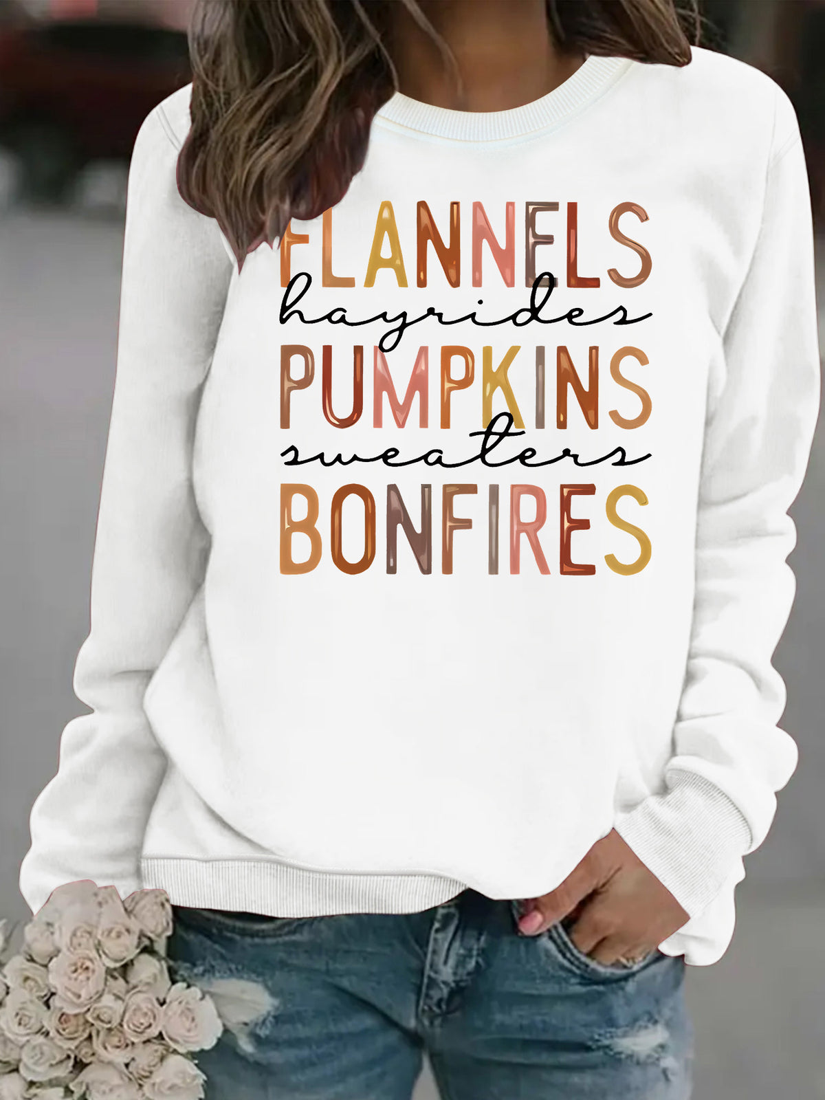 Letter printed loose women's fleece hoodie