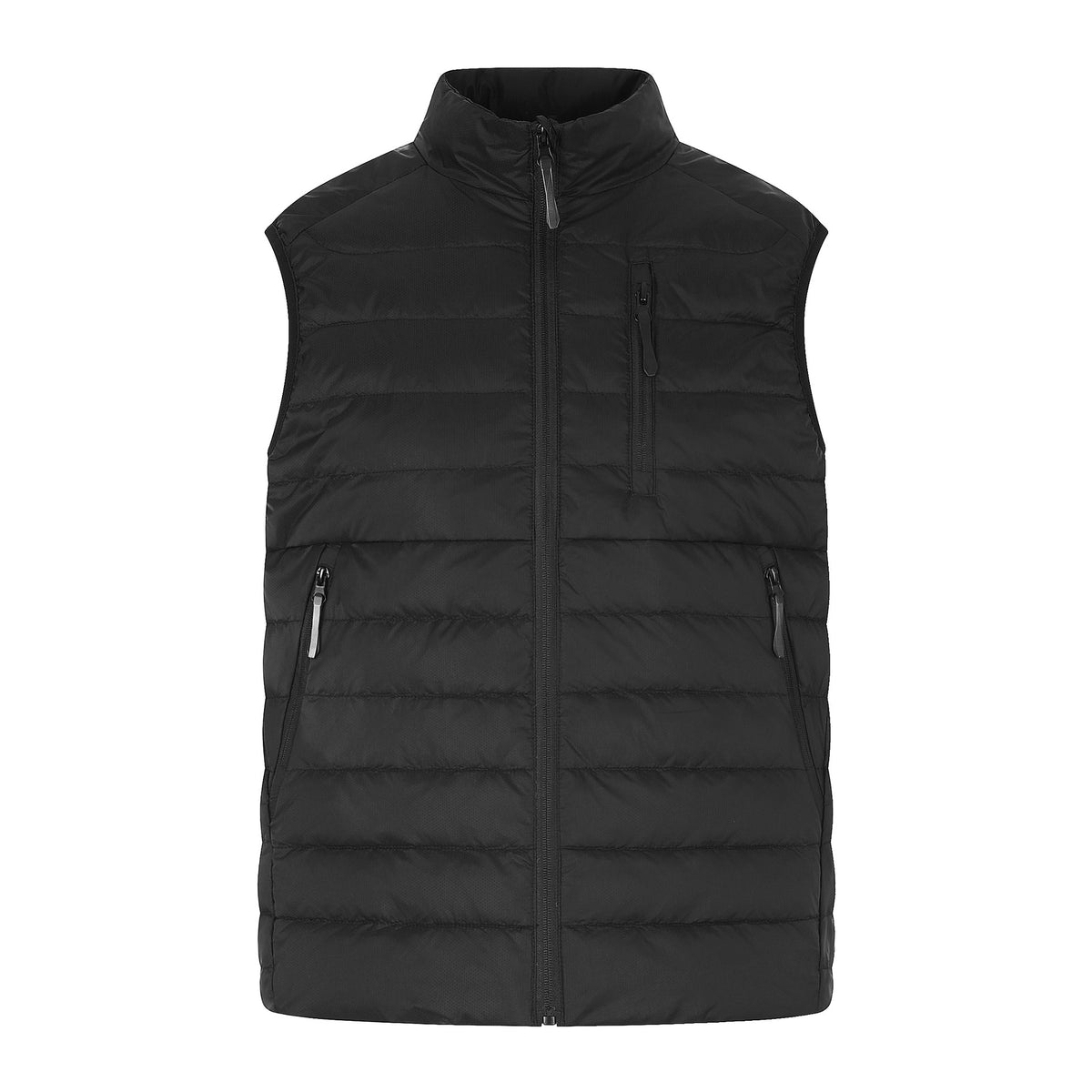 Lightweight Down Vest for Men and Women, Horizontal Quilting Multi-Zipper Pockets