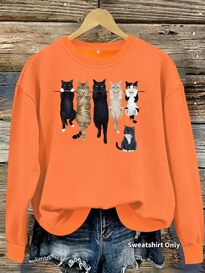 Pattern printed round neck fleece hoodie