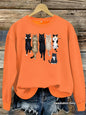 Pattern printed round neck fleece hoodie