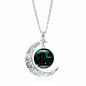 Zodiac Time Gem Luminous Necklace for Women, Simple Silver Moon Pendant Choker