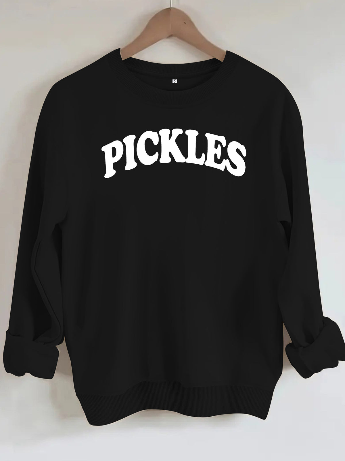 Letter printed round neck fleece hoodie