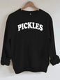 Letter printed round neck fleece hoodie