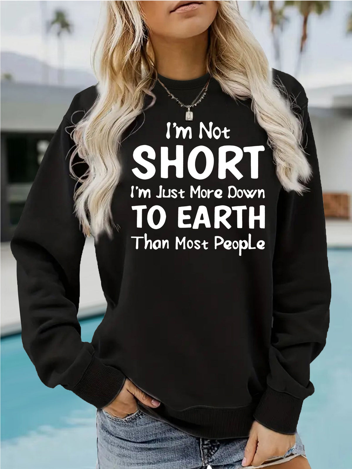 Round neck fleece hoodie