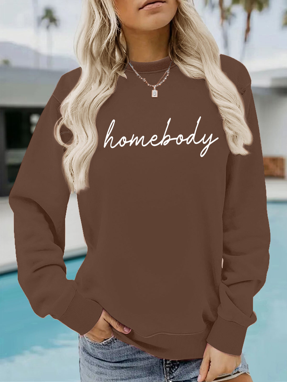 Round neck fleece hoodie