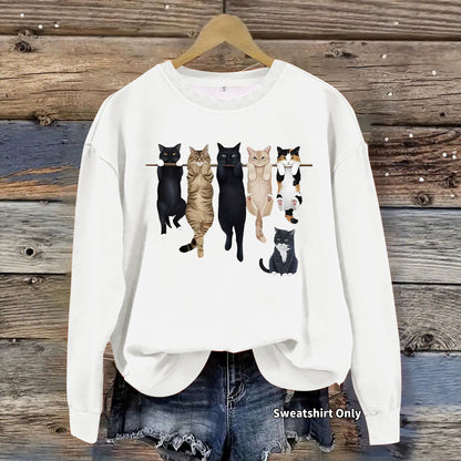 Pattern printed round neck fleece hoodie