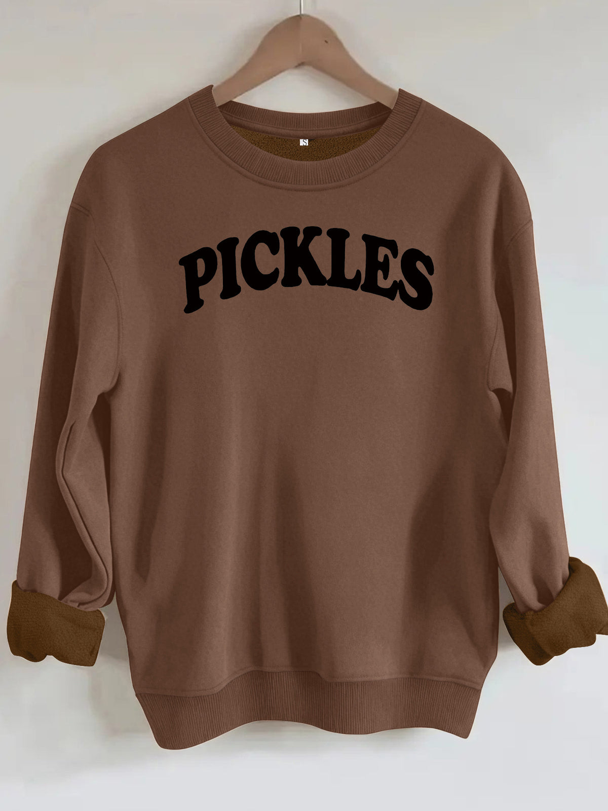 Letter printed round neck fleece hoodie