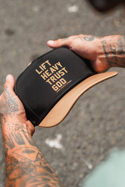 Lift Heavy. Trust God. Hydro - Black Snapback Hat