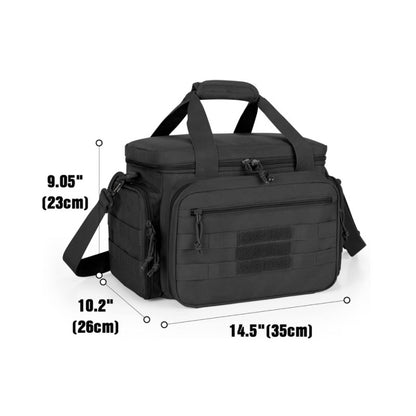 Tactical shoulder shooting bag, padded handgun case for range & hunting, lockable zipper, ammo pockets