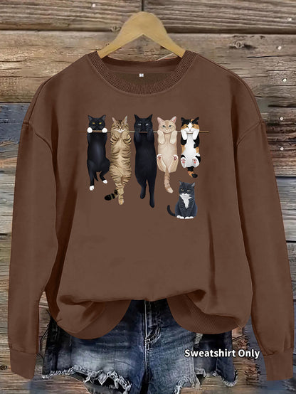 Pattern printed round neck fleece hoodie