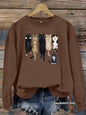 Pattern printed round neck fleece hoodie
