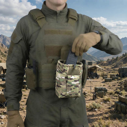 Tactical MOLLE Dump Pouch – Folding Magazine Recovery Bag, Hunting Waist Belt Multi-Purpose Recycling Pouch