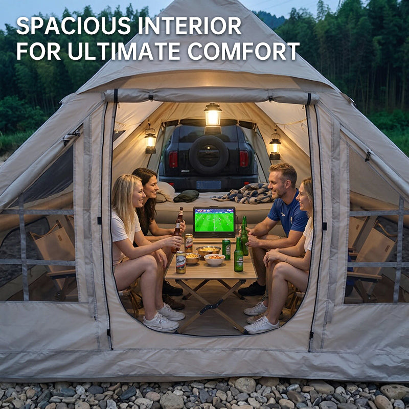 Inflatable Car Tent with Skylight – Blow Up Car Rear Tent with Pump, 6.3㎡ Air Glamping SUV Tailgate Tent