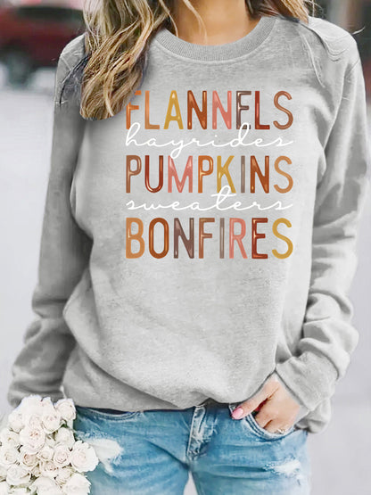 Letter printed loose women's fleece hoodie
