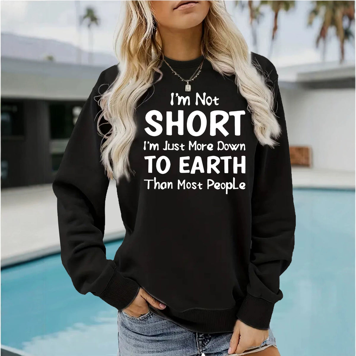Round neck fleece hoodie