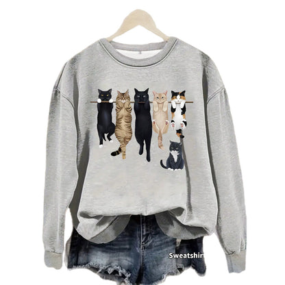 Pattern printed round neck fleece hoodie